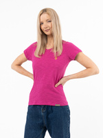 Женская футболка фиолетового цвета, с V-вырезом