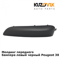 Молдинг переднего бампера левый черный Peugeot 308 (2007-) KUZOVIK
