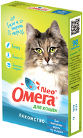 Витаминное лакомство для кошек Омега Neo+ Выведение шерсти Солод Омега-3, 90 таблеток