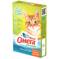 Витаминное лакомство для кошек Омега Neo+ Крепкое Здоровье Морские водоросли Омега-3, 90 таблеток