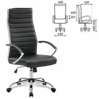 Кресло руководителя BRABIX BRABIX "Style EX-528", экокожа, хром, черное