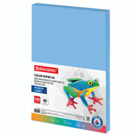 Бумага цветная BRAUBERG А4 80 г/м2 100 л. медиум синяя для офисной техники 112459