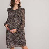 Платье для периода беременности воланы и вставки со сборками 50 черный