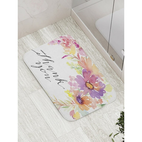 Противоскользящий коврик для ванной, сауны, бассейна JOYARTY Цветы и благодарность