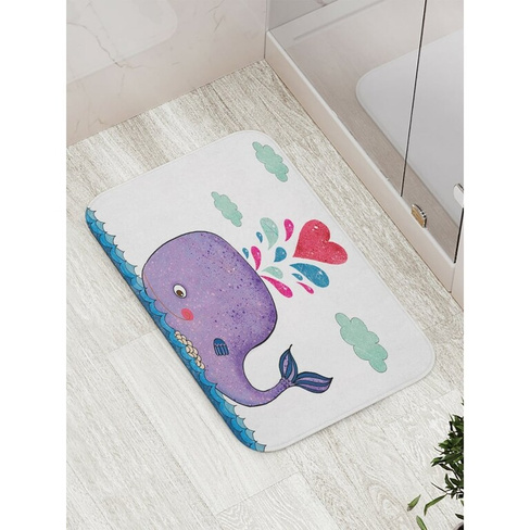 Противоскользящий коврик для ванной, сауны, бассейна JOYARTY Влюбленный кит