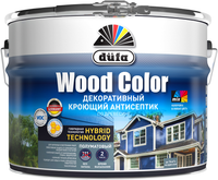 Декоративный кроющий антисептик по древесине Dufa Wood Color 9 л база 1 белый