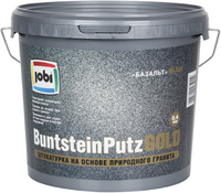 Декоративная штукатурка на основе натурального гранита Jobi Buntsteinputz Gold 7 кг черный кварц
