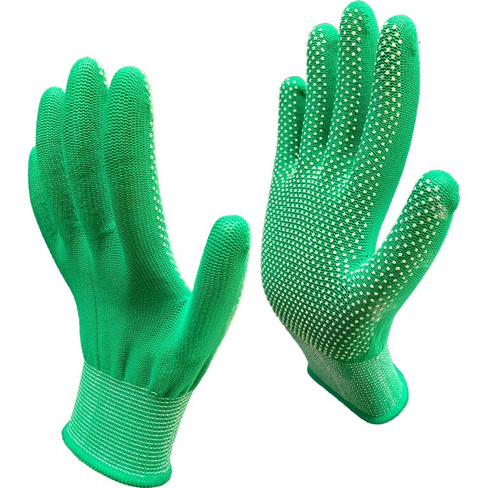 Рабочие нейлоновые перчатки Master-Pro® 2513-NPVC-GRN-S-10