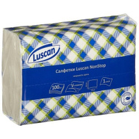 Салфетки бумажные Luscan NonStop 1-слойные белые 100 штук в пачке 785057